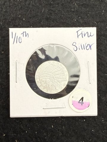 1/10th Fine Silver Coin: KEY WORDS: INDIAN ARTIFACT ARTIFACTS ARROWHEAD ARROWHEADS NATIVE AMERICAN MISSISSIPPIAN QUAPAW CADDO POTTERY COINS MORGAN DOLLAR PEACE DOLLAR SILVER COINS. All coins have been Sigma tested for