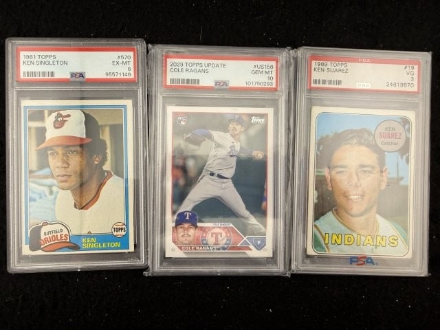 3 PSA Slabbed Cards: KEY WORDS: INDIAN ARTIFACT ARTIFACTS ARROWHEAD ARROWHEADS NATIVE AMERICAN MISSISSIPPIAN QUAPAW CADDO POTTERY COINS MORGAN DOLLAR PEACE DOLLAR SILVER COINS. All coins have been Sigma tested for