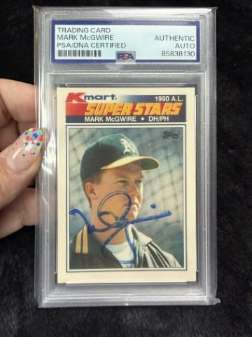 Mark McGwire Hand Signed Authentic Autograph: KEY WORDS: INDIAN ARTIFACT ARTIFACTS ARROWHEAD ARROWHEADS NATIVE AMERICAN MISSISSIPPIAN QUAPAW CADDO POTTERY COINS MORGAN DOLLAR PEACE DOLLAR SILVER COINS. All coins have been Sigma tested for authent
