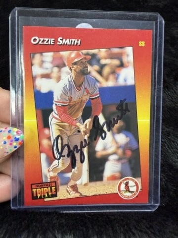 Ozzie Smith Hand Signed Authentic Autograph: KEY WORDS: INDIAN ARTIFACT ARTIFACTS ARROWHEAD ARROWHEADS NATIVE AMERICAN MISSISSIPPIAN QUAPAW CADDO POTTERY COINS MORGAN DOLLAR PEACE DOLLAR SILVER COINS. All coins have been Sigma tested for