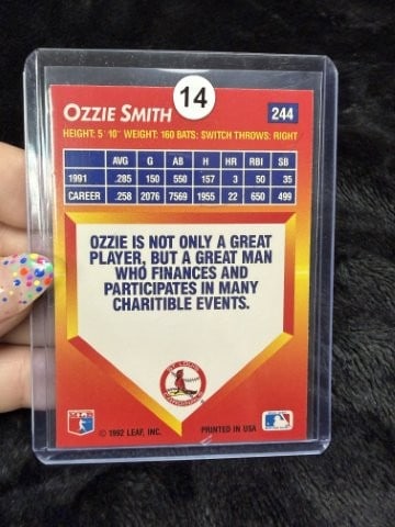 Ozzie Smith Hand Signed Authentic Autograph - 2