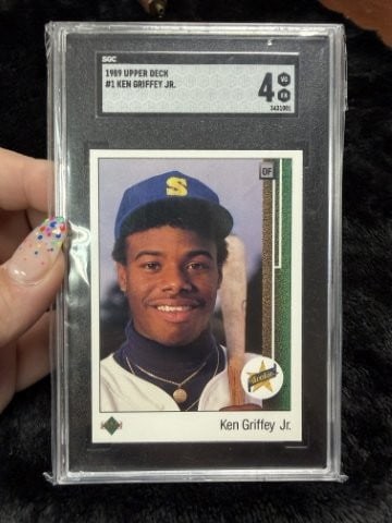 1989 Upper Deck Ken Griffey Jr. Baseball Card: KEY WORDS: INDIAN ARTIFACT ARTIFACTS ARROWHEAD ARROWHEADS NATIVE AMERICAN MISSISSIPPIAN QUAPAW CADDO POTTERY COINS MORGAN DOLLAR PEACE DOLLAR SILVER COINS. All coins have been Sigma tested for