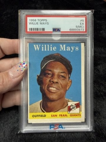1958 Topps Willie Mays Baseball Card: KEY WORDS: INDIAN ARTIFACT ARTIFACTS ARROWHEAD ARROWHEADS NATIVE AMERICAN MISSISSIPPIAN QUAPAW CADDO POTTERY COINS MORGAN DOLLAR PEACE DOLLAR SILVER COINS. All coins have been Sigma tested for