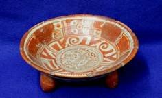MAYAN TRI-POD BOWL: CIRCA 400-600 B.C. G9 9'D 3&5/8'T FROM GUATAMAL MINOR REPAIR RATTLE LEGS