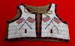 BEADED INFANTS VEST: CIRCA 1890-1930'S SIOUX STYLE NORTHERN PLAINS G9 5&1/2'H 8&1/2'W BRAIN TANNED