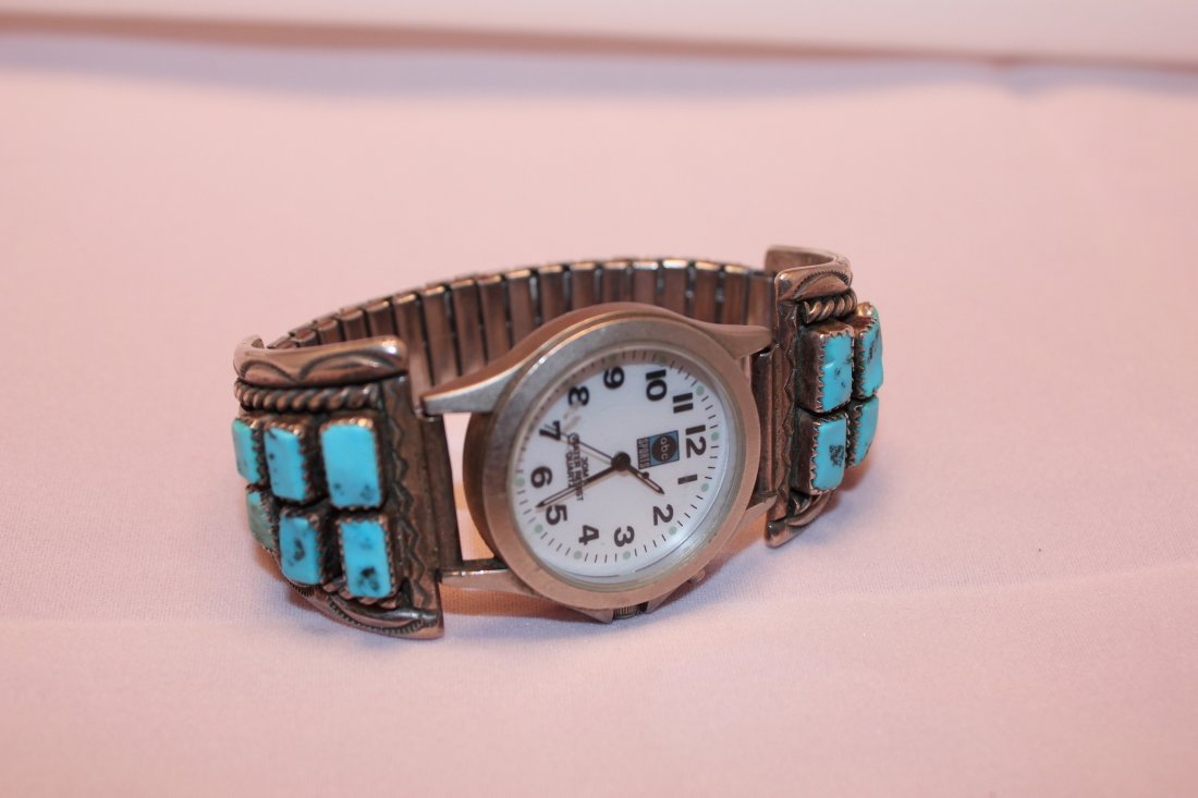 STERLING & TURQUOISE WATCH BAND (1 of 1)