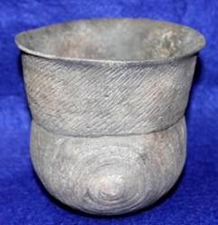 Foster Trailed Jar: 800-1200A.D.,Clark Co.,AR.G-9, H-4 5/8", D-4 3/4"Minor Repair