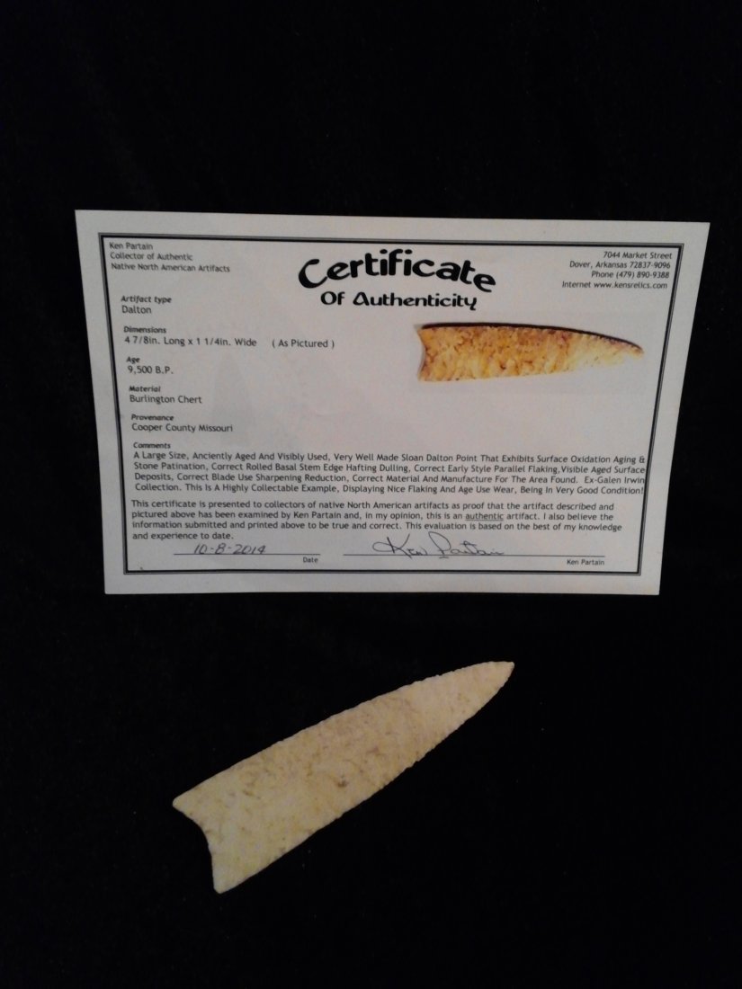 DALTON ARROWHEAD WITH KEN PARTAIN COA (1 of 2)