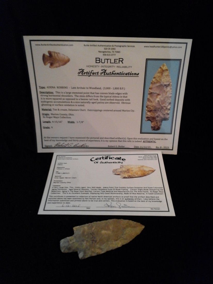ADENA ARROWHEAD WITH KEN PARTAIN & BUTLER COA (1 of 2)