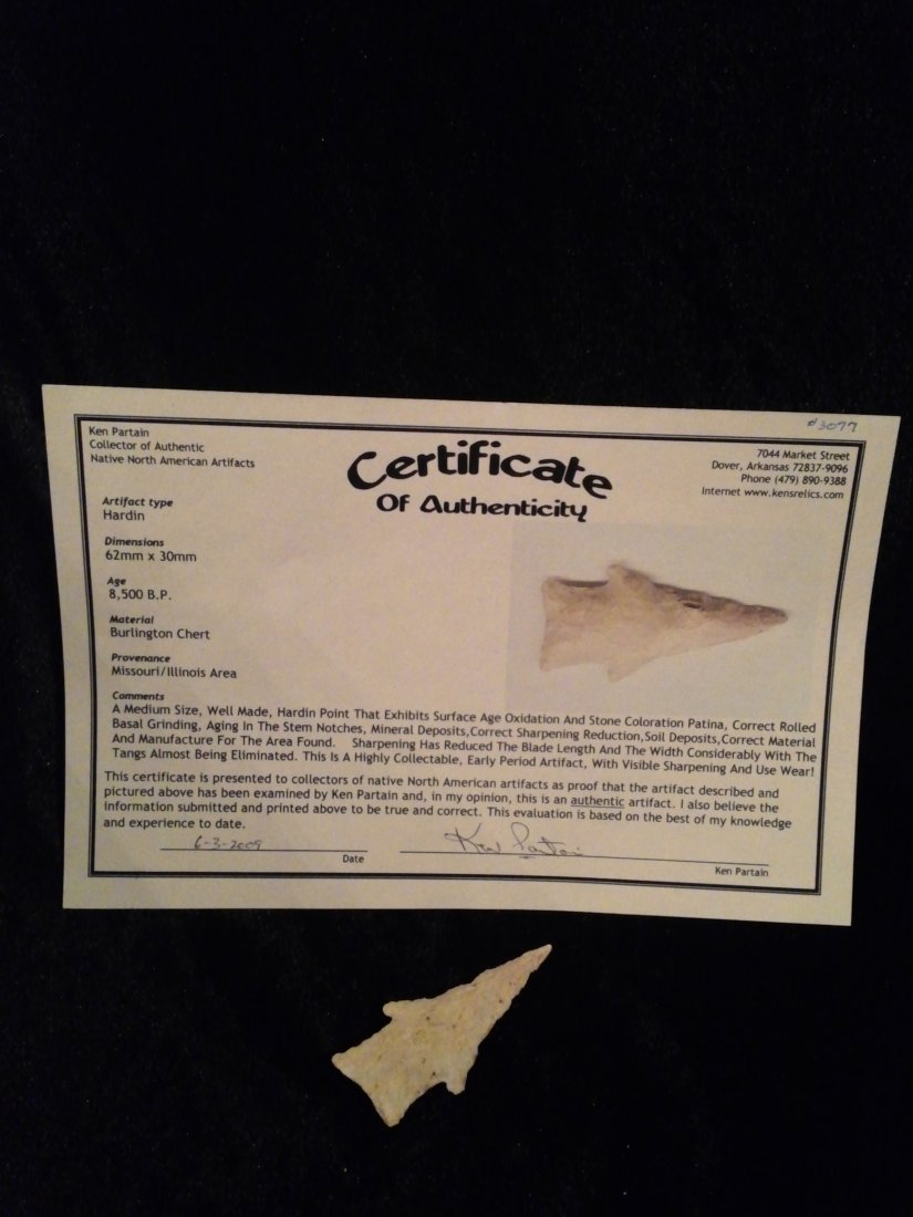 HARDIN ARROWHEAD WITH KEN PARTAIN COA (1 of 2)