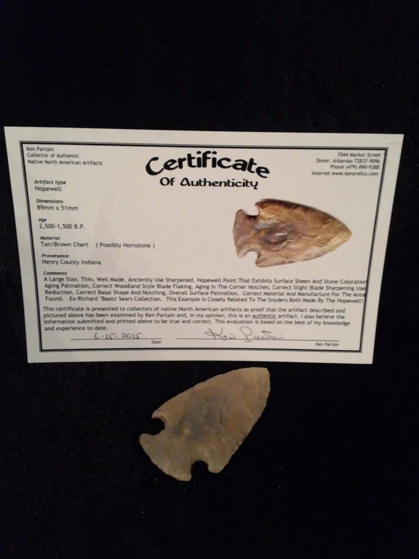 HOPEWELL ARROWHEAD WITH KEN PARTAIN COA (1 of 2)