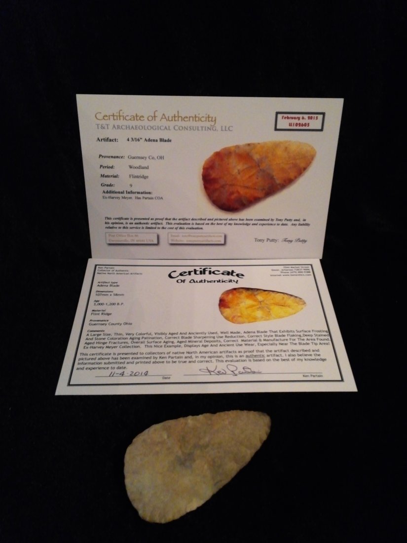 ADENA BLADE  ARROWHEAD WITH KEN PARTAIN COA (1 of 2)