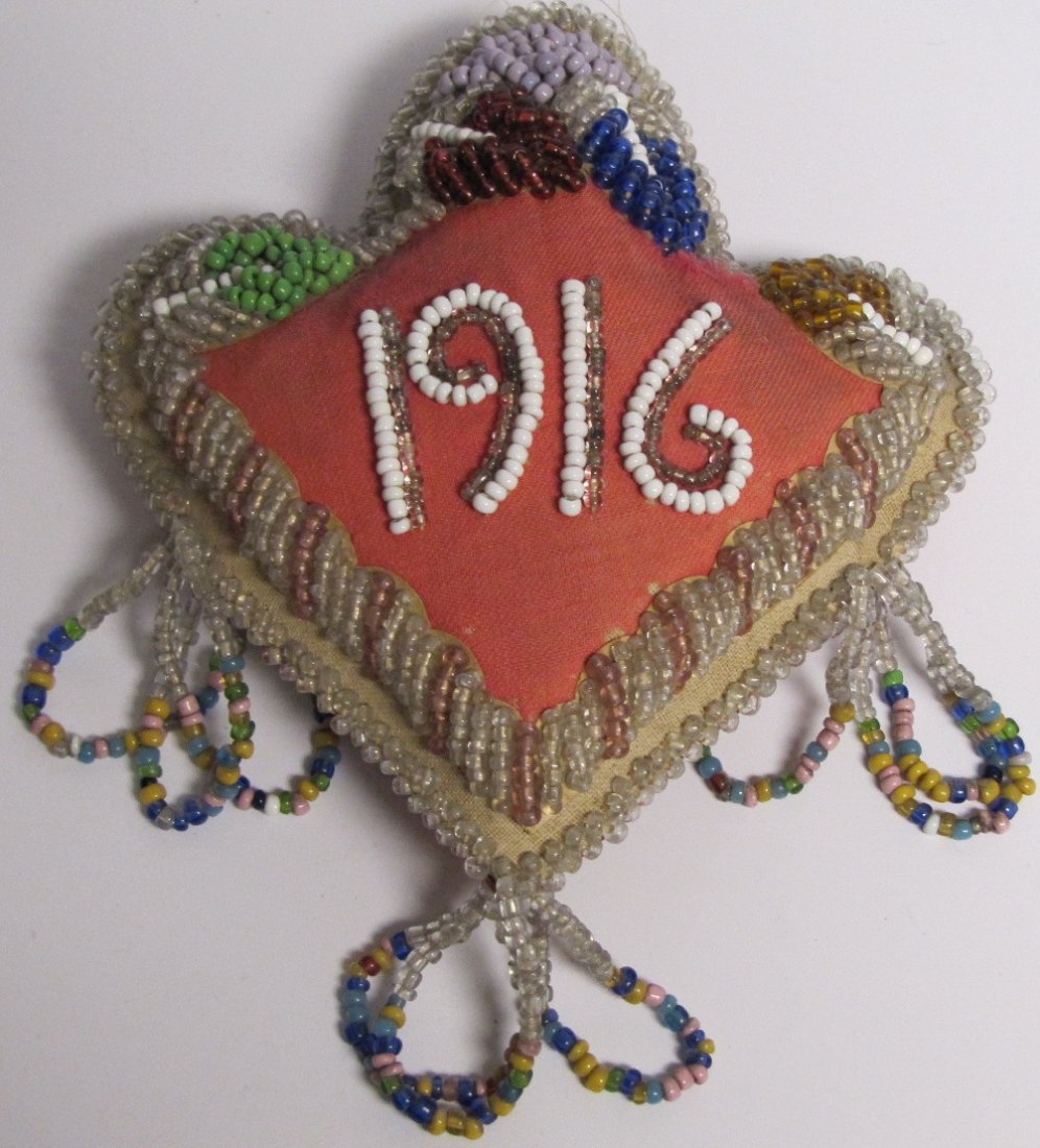 Iroquois, Circa 1916, Beaded Pin Cushion: Iroquois, Circa 1916, Beaded Pin Cushion.