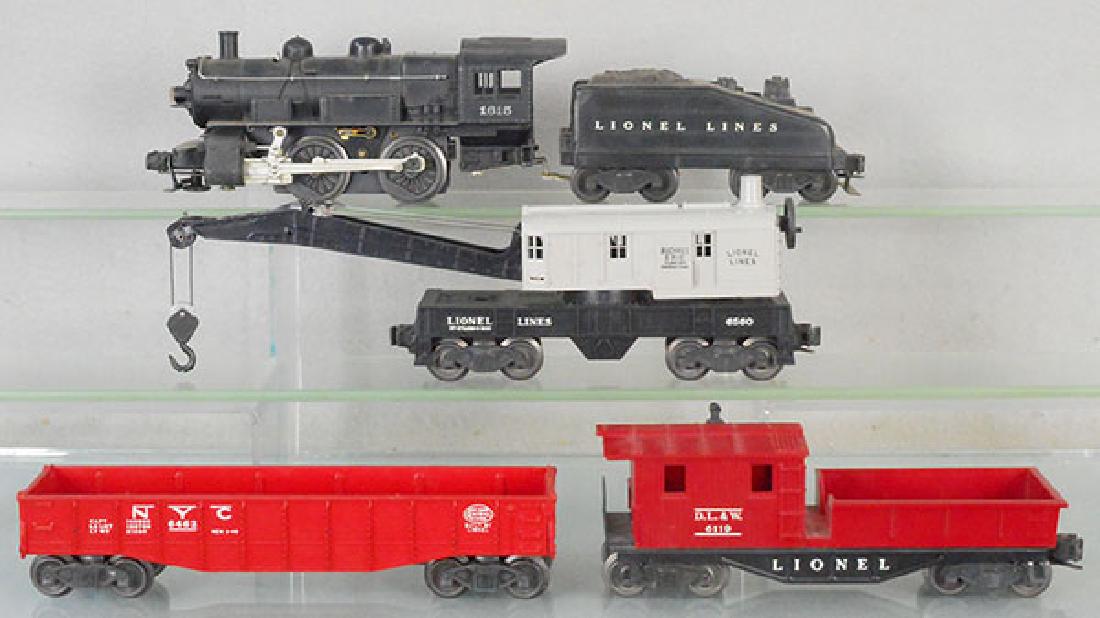 LIONEL 1527 TRAIN SET: O ga, 1615 loco, 1615T tender, 6560 crane, 6462 gondola, 6119 caboose, orig boxes minor wear, orig set box worn, C6-8.