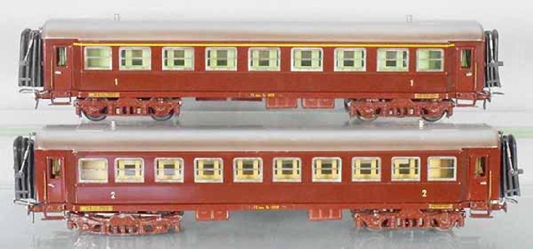 2 ELETREN ITALIAN COACHES: O ga, handpainted tin, 1 die cast truck fatiguing, orig boxes minor wear, C7-8.