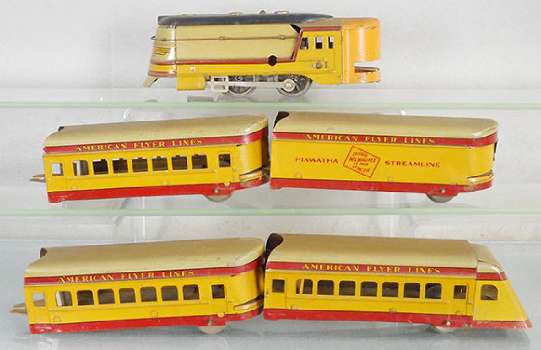 AMERICAN FLYER HIAWATHA TRAIN SET: O ga, 642 electric loco, 631 tender, 2 #635 coaches, obsv, C5-6.