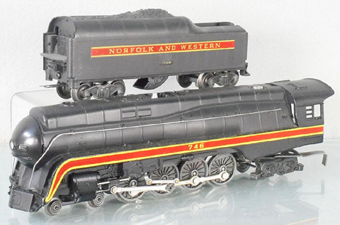 LIONEL 746 NORFOLK & WESTERN LOCO & TENDER: O ga, 746 loco, 746W short-stripe tender, touch up on tender stripe, C7.