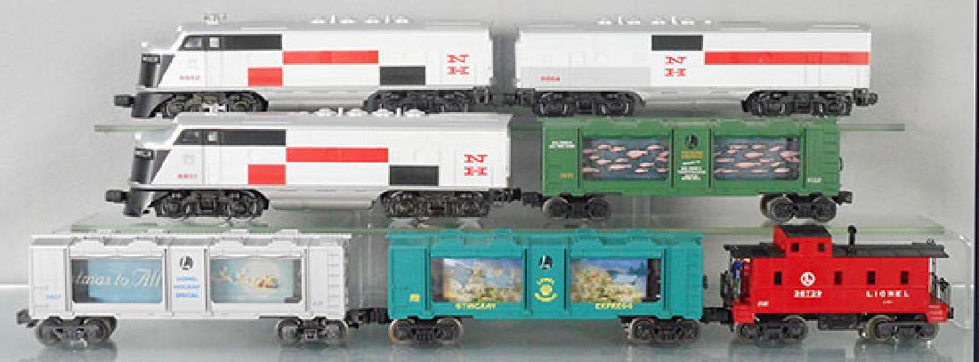 LIONEL TRAIN SET: O ga, 8851 New Haven Power A, 8864 B unit, 8852 Dummy A, w/cars 16742, 3437, 26784, 36729, C6-9.