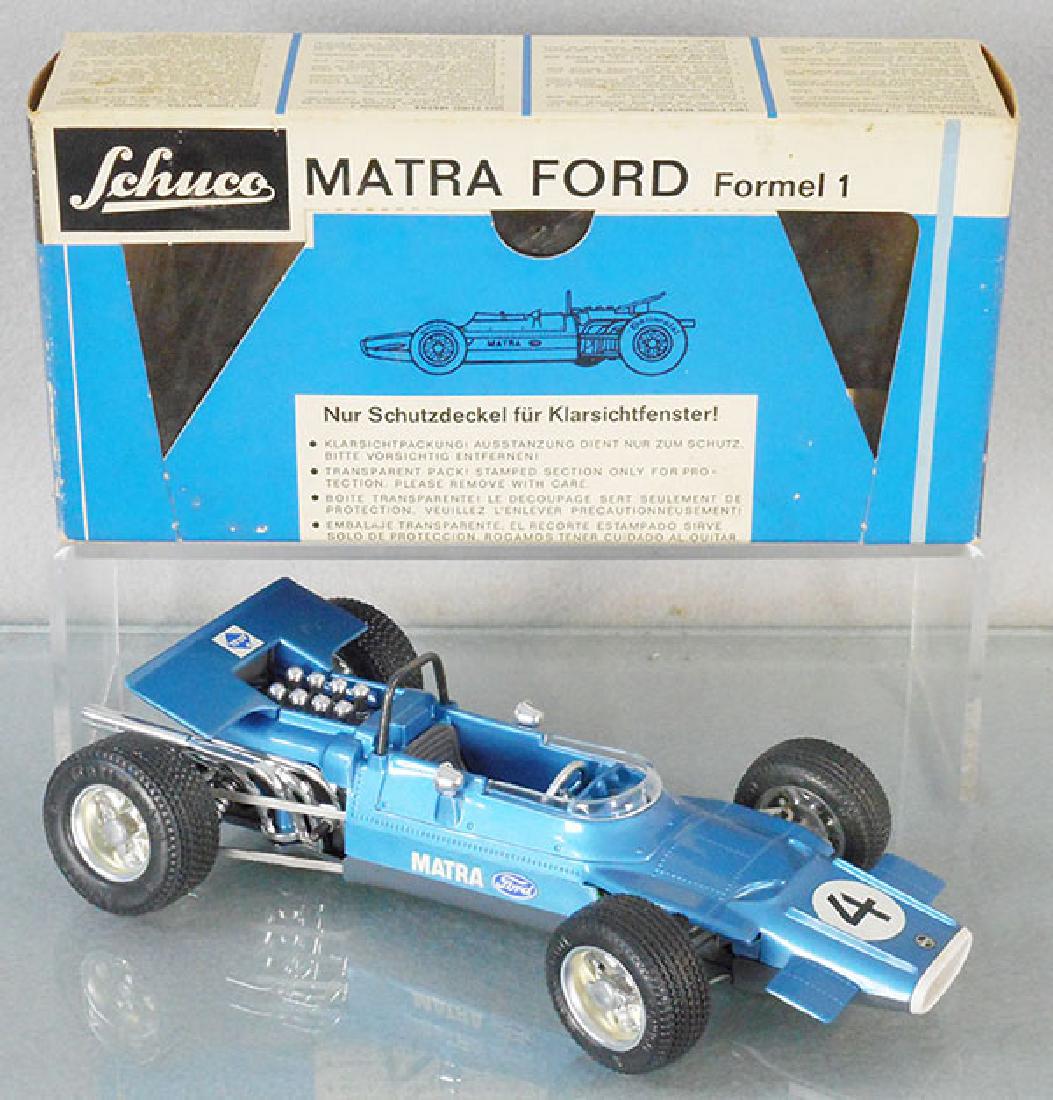 SCHUCO 1074 MATRA FORD: plastic & metal, windup working, orig box minor wear, C9.