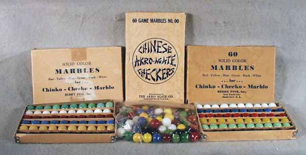 #444  2 Berry Pink, 1 Akro, Chinese Checker Box (1 of 1)