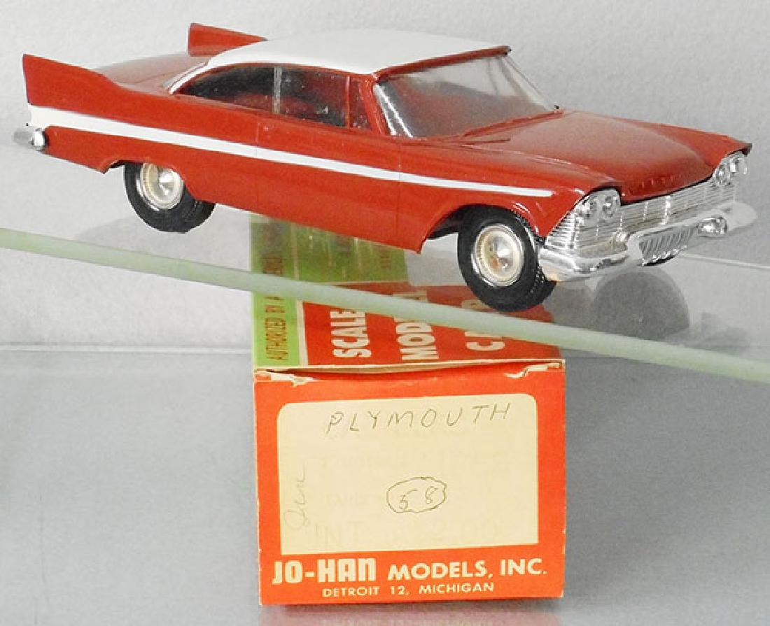 JOHAN 1957 PLYMOUTH BELVEDERE PROMO: brown & white, friction working, minor body warp, orig box, C8.