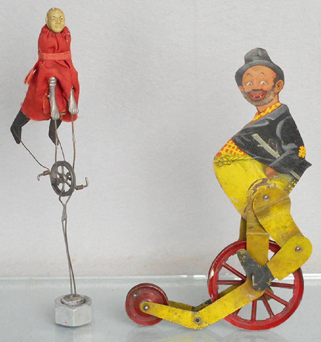 3 BALANCING TOYS: Chinese string walker, 9 in tall, Hobo Unicyclist, 8 in tall, Airplane, 17 in long, C5-6.