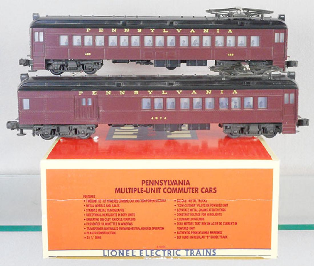 LIONEL 18306 PENN COMMUTER CARS: O ga, 3-rail, powered combine car & dummy coach, orig box & inserts, C8-9.