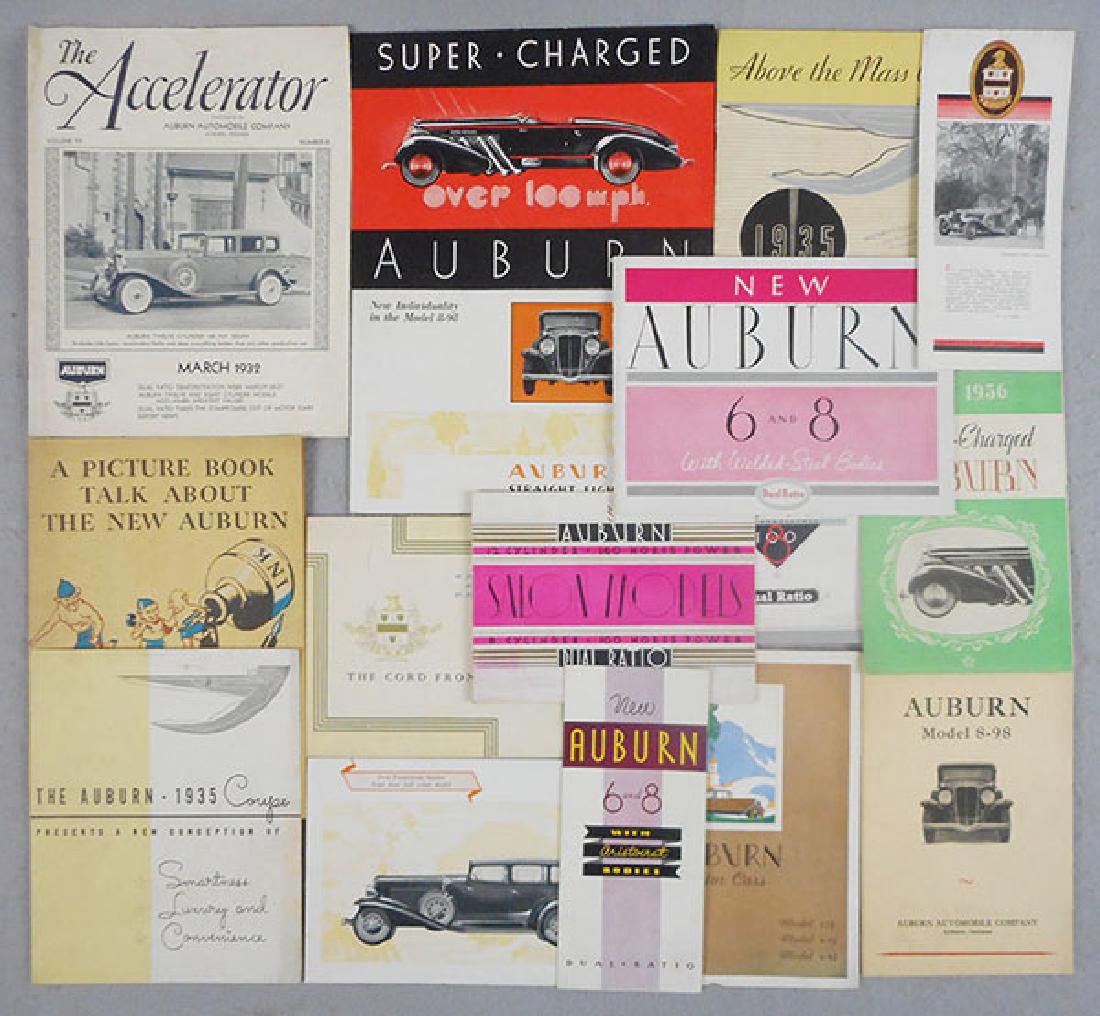 15 AUBURN CAR BROCHURES: ca 1930s, clean & crisp, C7-8.