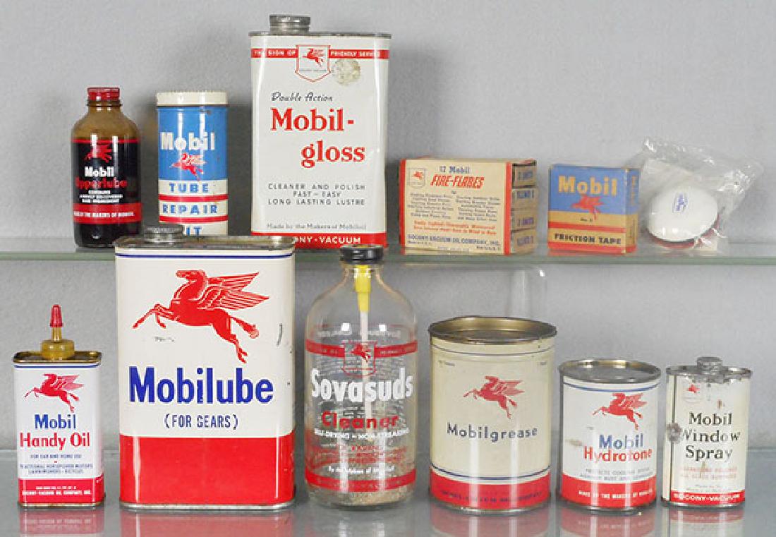 12 MOBIL OIL PRODUCTS: tin & glass, C6-8.