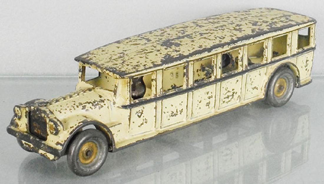 ARCADE 307 FAGEOL SAFETY COACH: painted cast iron, white, nickel driver, 12 in long, paint worn, C5.