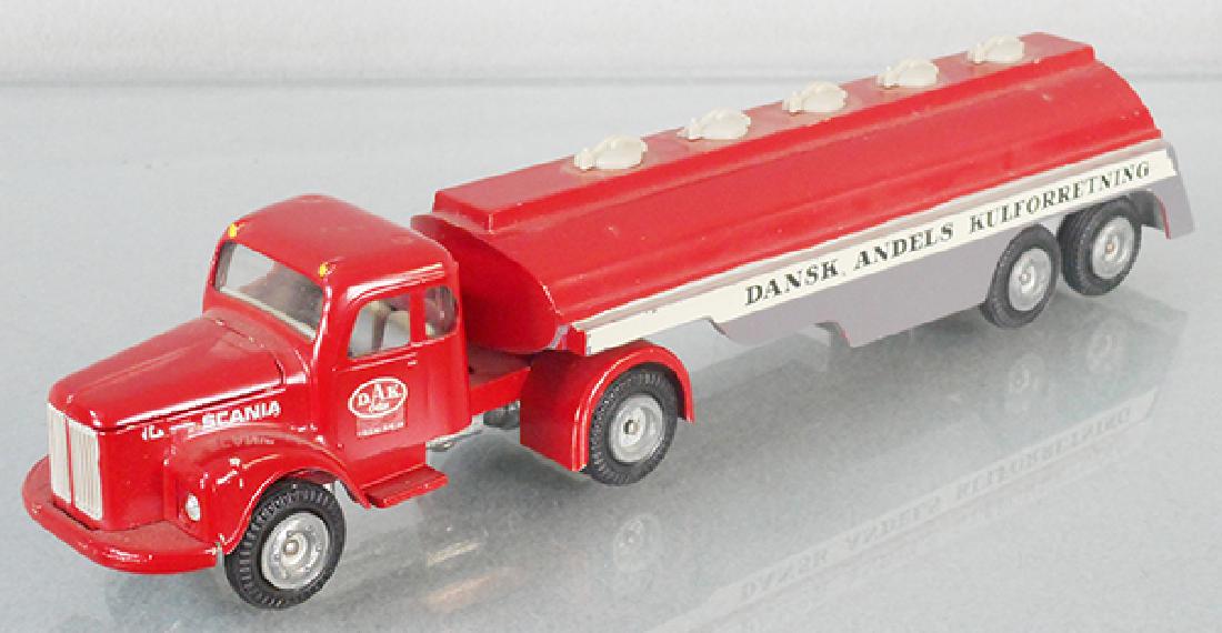 TEKNO 447 SCANIA DAK OIL TRUCK: red, white & gray, minor decal edge wear, C8.