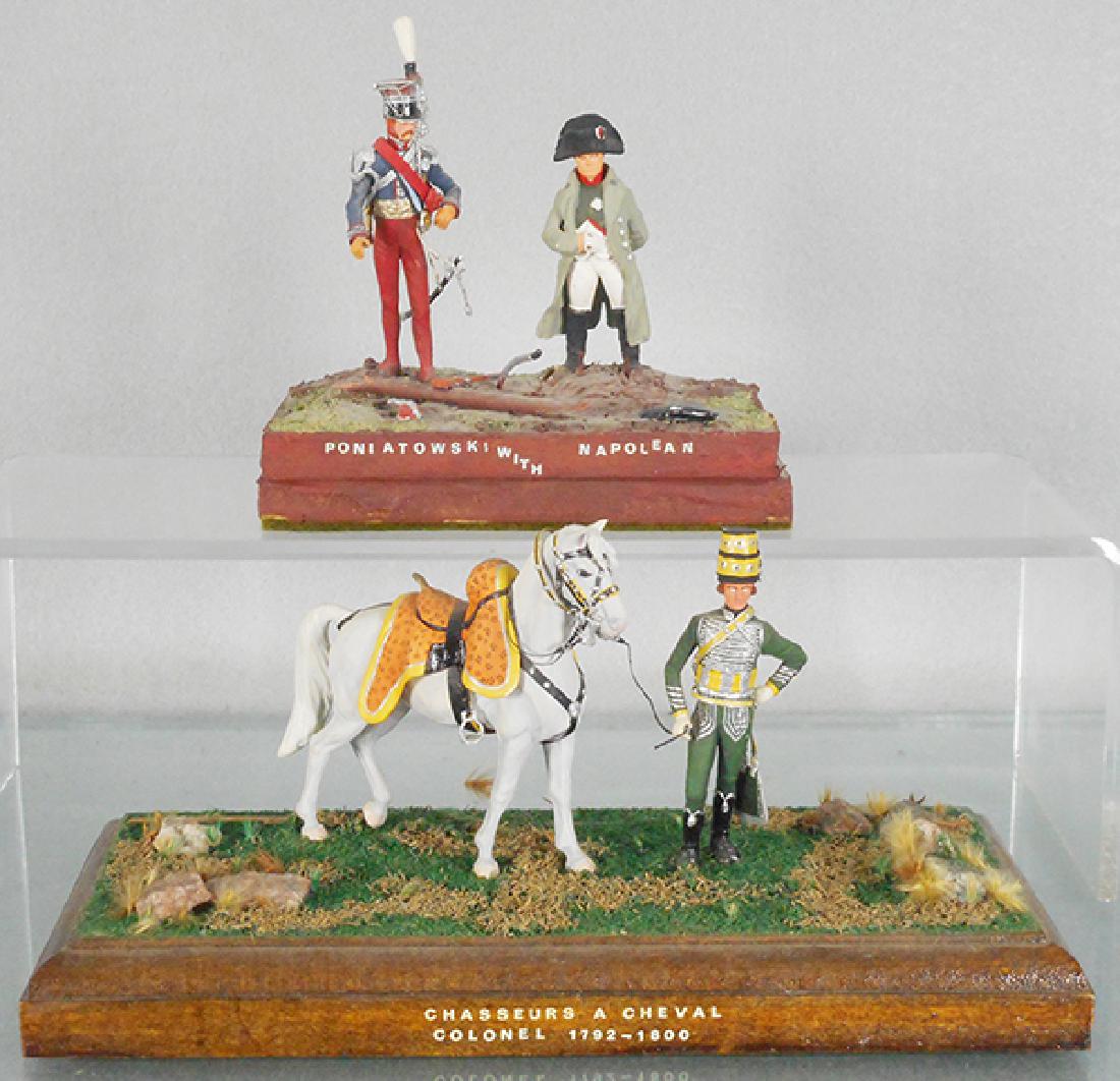 2 NAPOLEONIC VIGNETTES: handpainted, 3 1/2 in & 3 3/4 in tall, C8.