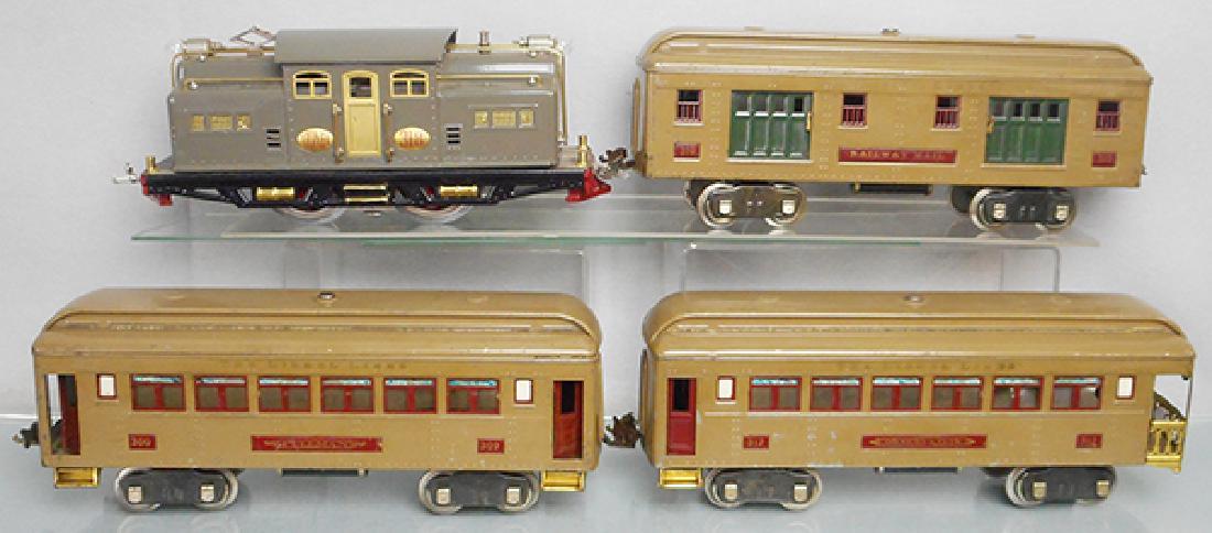 LIONEL TRAIN SET: std ga, 318 loco, restored, 310 baggage, 309 Pullman, 312 obsv, C6-9.