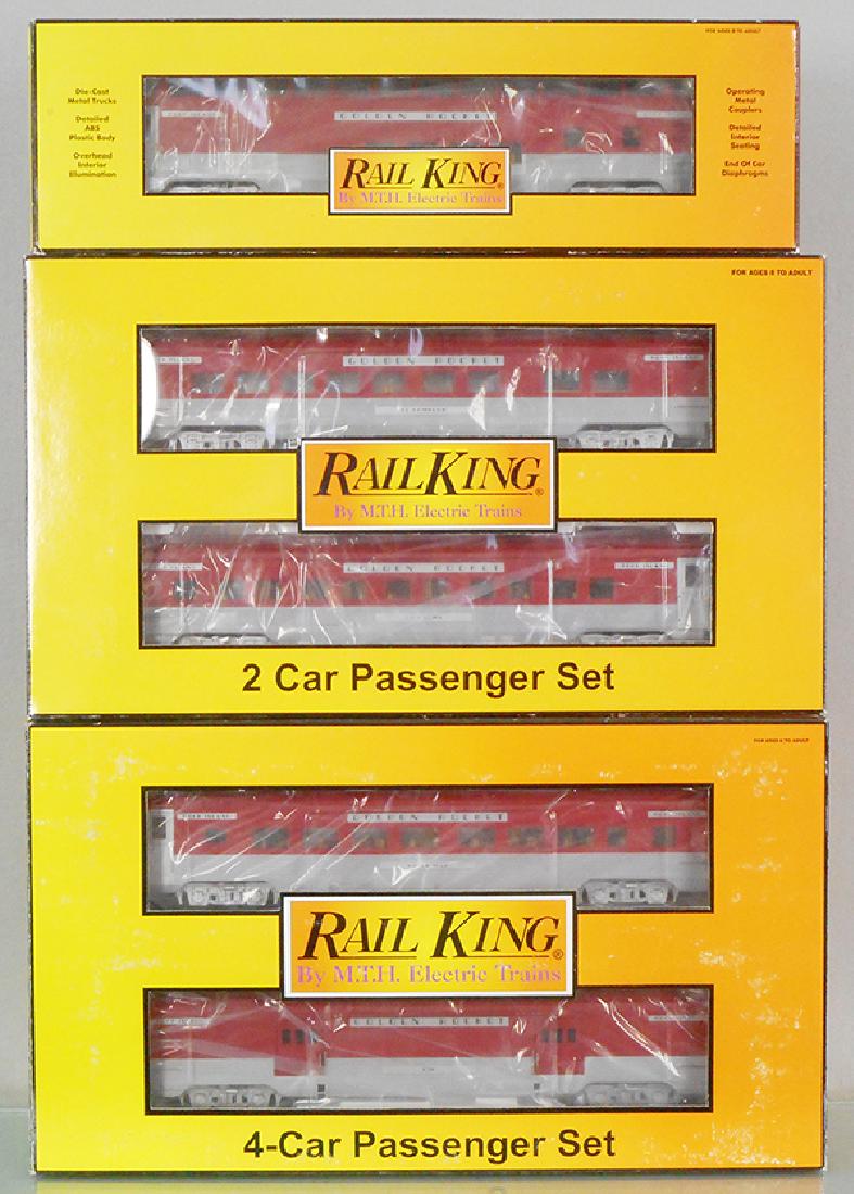 7 MTH ROCK ISLAND COACHES: O ga, 30-6708 4-car pack, 30-6710 2-car pack, 30-6729 vista dome, orig boxes & inserts, C9.