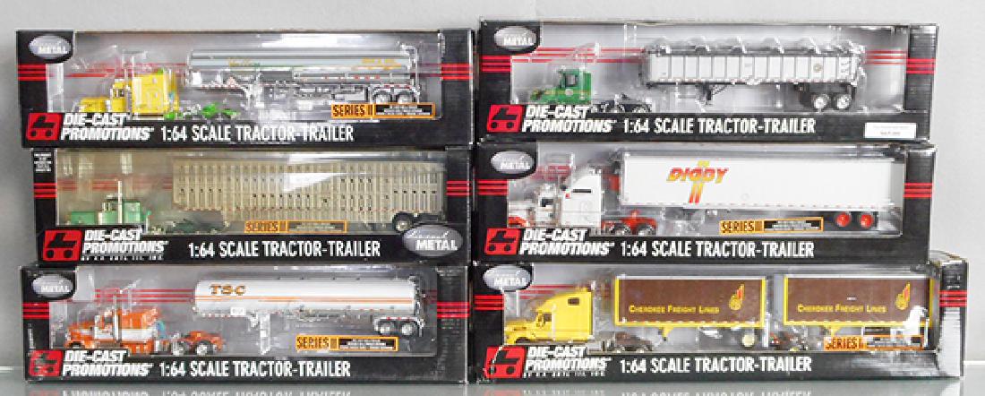 6 ERTL DIE CAST PROMOTIONAL TRUCKS: 1:64 scale, 30591, 30914, 30258, 30879, 31937, 31258, orig boxes & inserts, 1 box has a minor tear, C10.