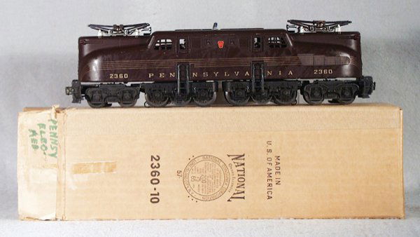 LIONEL 2360 PA GG1: O ga, stripes 95% complete, orig box & insert minor wear, store graffiti on 1 end, C8-9.