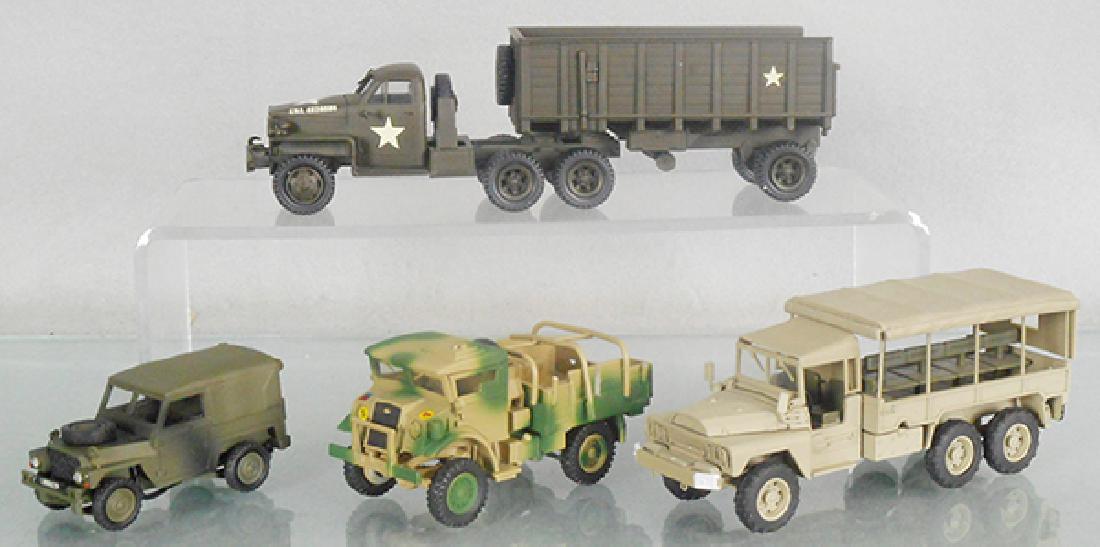 4 WHITE METAL MILITARY TRUCKS (1 of 1)