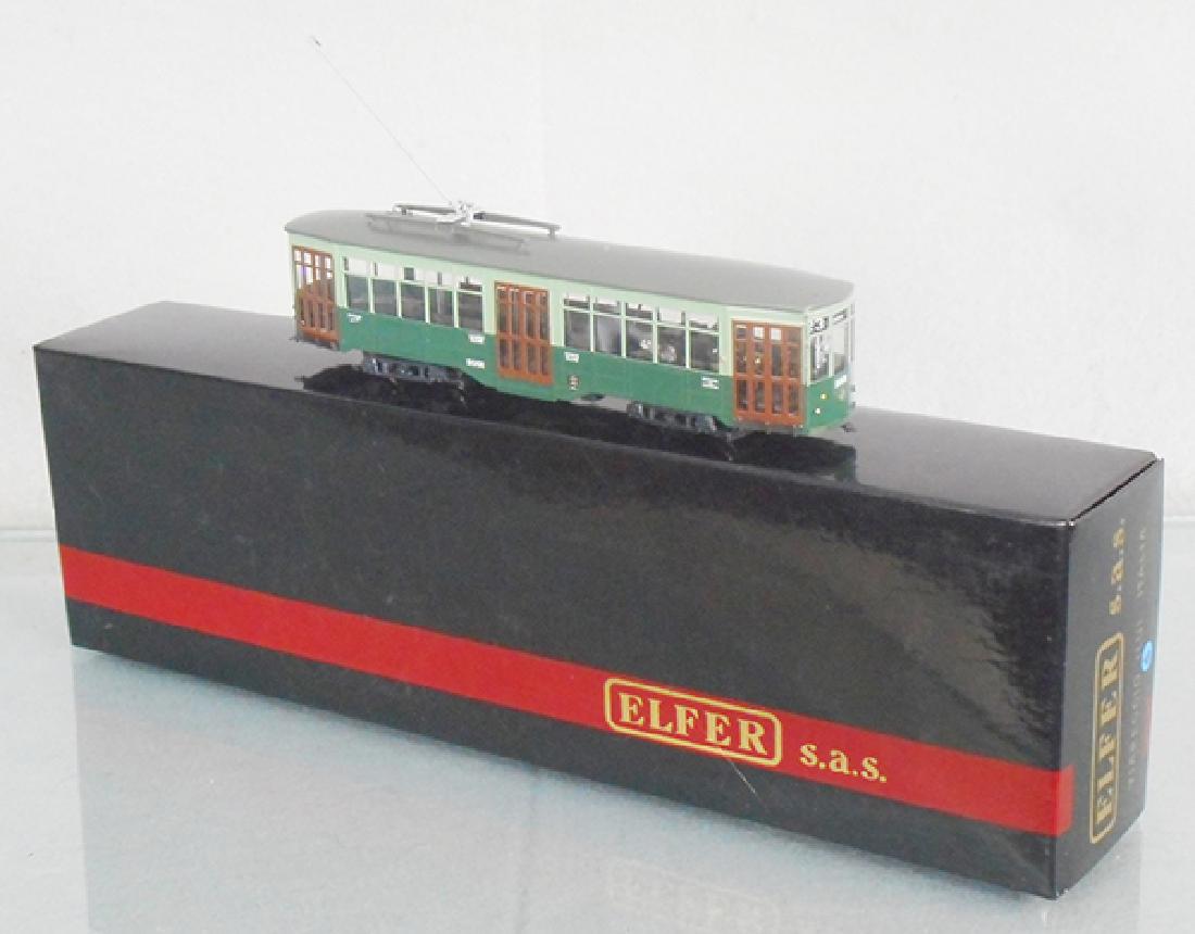 ELFER MILAN ATM STREETCAR: HO ga, 2-rail, brass, factory painted, w/certificate, orig box & insert, C9.