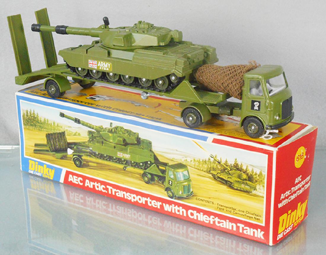 DINKY 616 AEC ARTIC TRANSPORTER W/TANK: complete w/net, orig box minor wear, C8-9.
