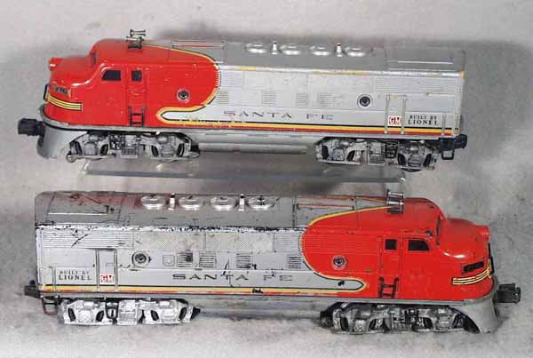 LIONEL 2343 SF F3 AA: O ga, screentops, very heavy playwear & decal chipping, C3-4.
