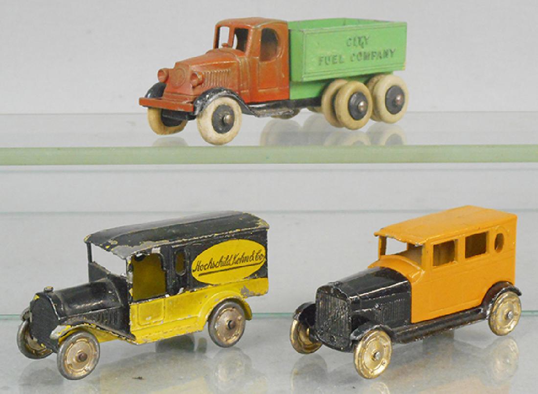 3 TOOTSIETOY VEHICLES: 804 Mack Coal Truck, 4630 Hochschild, Kohn & Co Truck, 6103 Cadillac Brougham, C4-7.