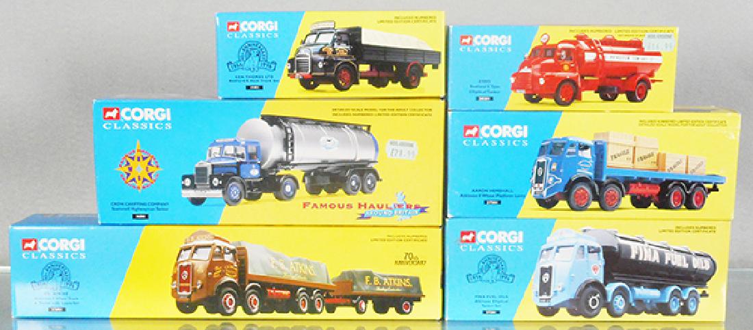 6 CORGI CLASSIC VEHICLES: 27601, 27201, 27501, 20201, 19401, 16304, orig boxes, C10.