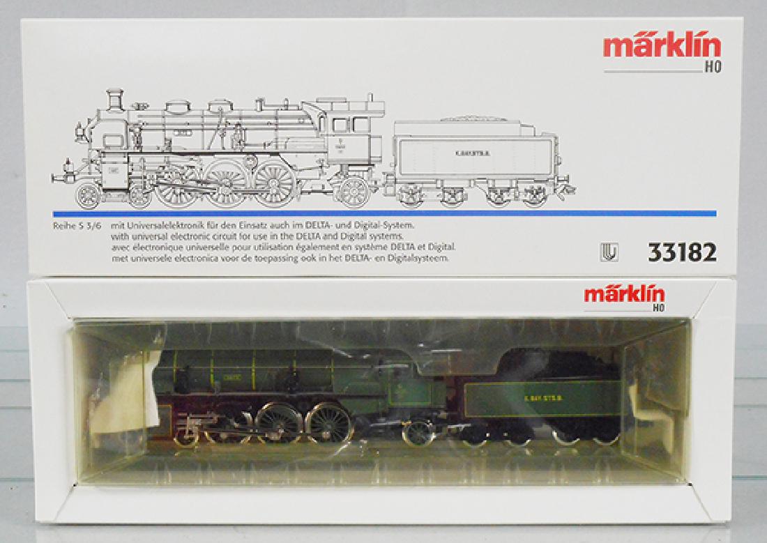 MARKLIN 33182 K BAY STS B LOCO & TENDER: digital HO ga, green, orig box & insert, C9-10.