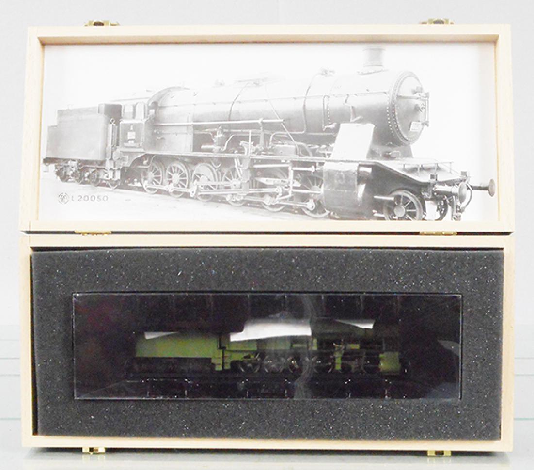 MARKLIN 37055 REIHE K LOCO & TENDER: digital HO ga, army green, complete, w/wood display case, orig box & insert, C9-10.