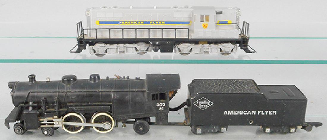 2 AMERICAN FLYER LOCOS: S ga, 370 diesel, 302 AC loco & tender, C7.