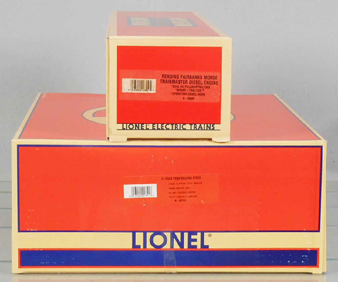 LIONEL TRAIN SET: O ga, 18309 Reading FM diesel, w/21751 4-pack of freight cars, orig boxes & inserts, C9.