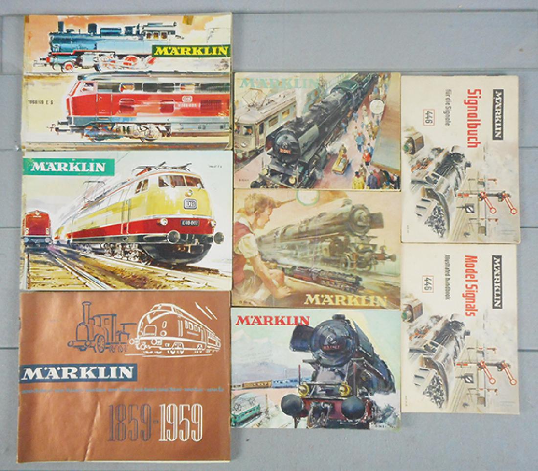 6 MARKLIN CATALOGS: 1951, 1952, 1954, 1959, 1966/67, 1968/69, w/2 signal books, C5-8.