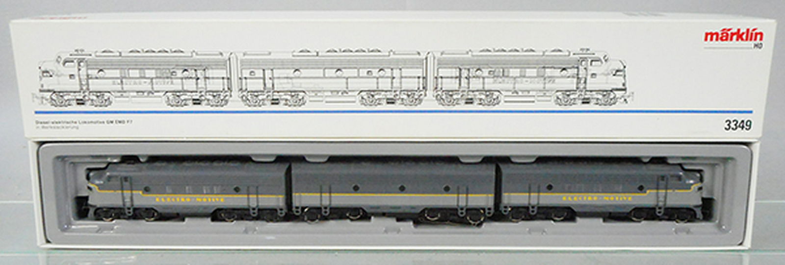 MARKLIN 3349 ELECTRO-MOTIVE GM EMD F7 DIESELS: HO ga, digital ready, orig box & inserts, C9.