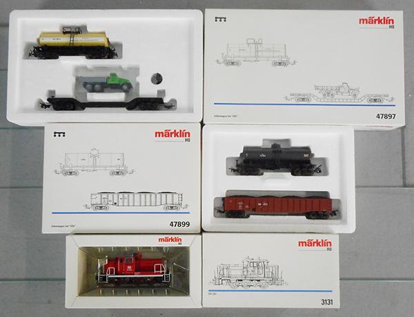 MARKLIN TRAIN SET: HO ga, 3131 loco, 47899 freight car set, 47897 freight car set, orig boxes & inserts, C9.