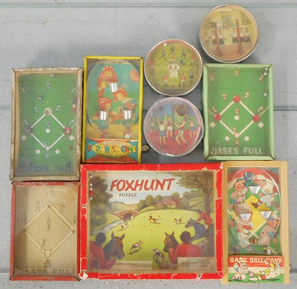 9 SPORTING BB DEXTERITY PUZZLES: various sizes & manufacturers, C5-7.